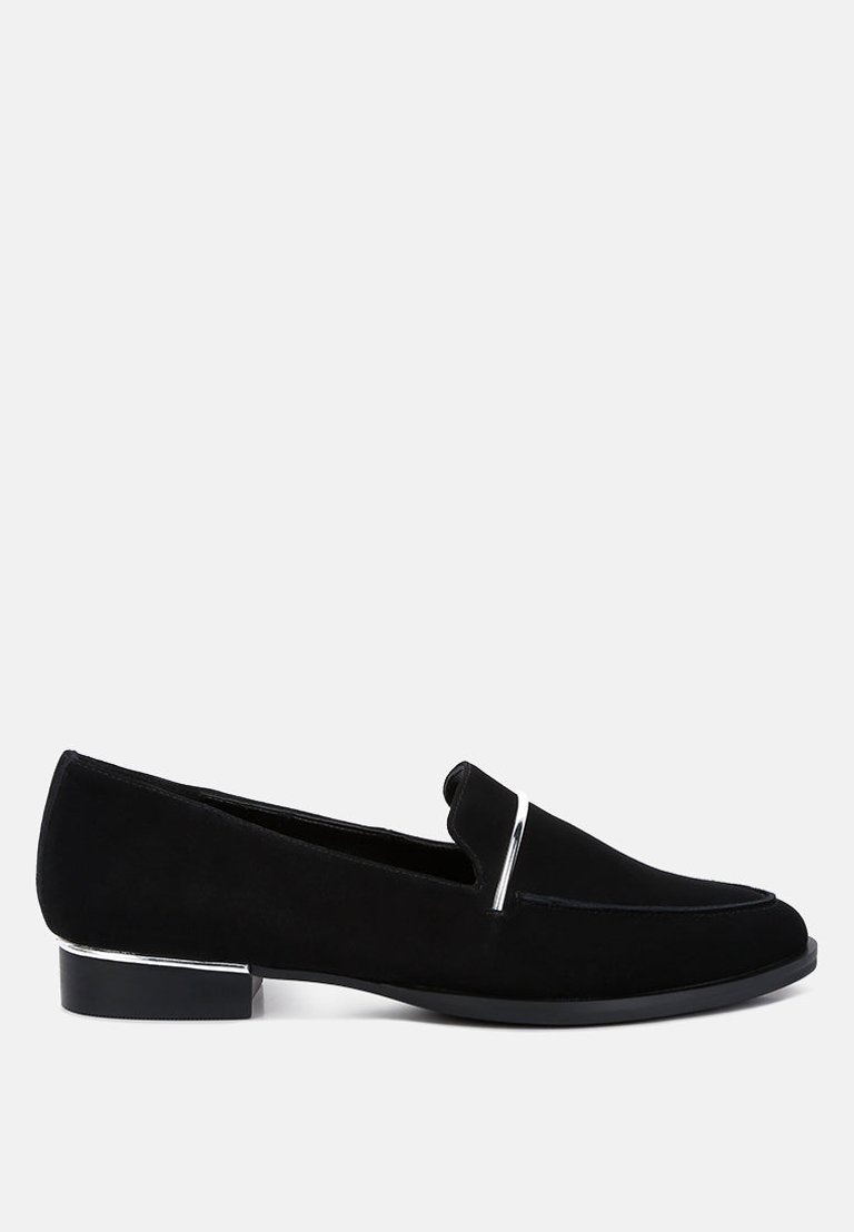 Paulina Black Suede Leather Loafers