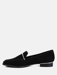 Paulina Black Suede Leather Loafers