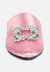 Perrine Diamante Jewel Satin Mules In Blush