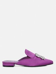 Perrine Diamante Jewel Satin Mules In Purple
