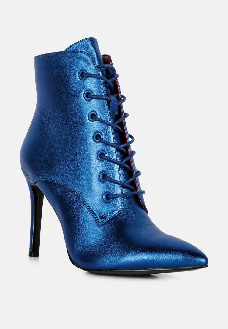 Piet Blue Metallic Stiletto Ankle Boot - Blue