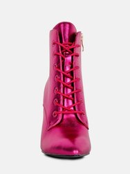 Piet Fuchsia Metallic Stiletto Ankle Boot