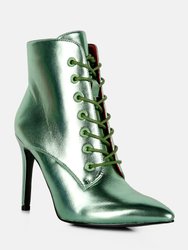 Piet Green Metallic Stiletto Ankle Boot - Green