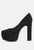 Poppins Black Glinting Platform High Pumps Sandals