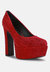 Poppins Red Glinting Platform High Pumps - Red