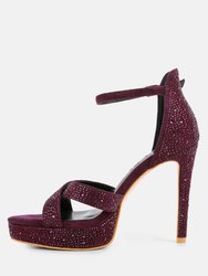 Regalia Purple Rhinestone Embellished Stiletto Sandals