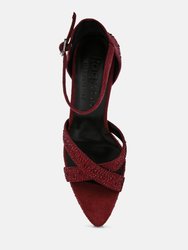 Regalia Red Rhinestone Embellished Stiletto Sandals