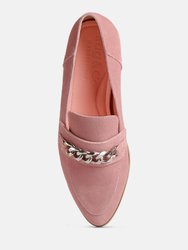 Ricka Chain Embellished Loafers In Pink