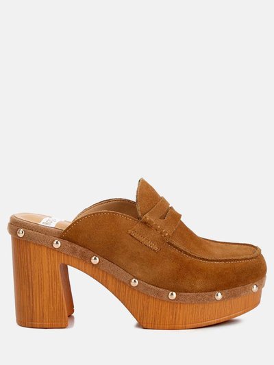 Rag & Co Riley Suede Platform Clogs In Tan product