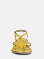 Rita Yellow Strappy Flat Leather Sandals