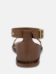 Rosemary Buckle Straps Tan Flat Sandals