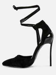 Rule Breaker Black Lace Up Stiletto Sandals