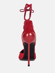 Rule Breaker Red Lace Up Stiletto Sandals