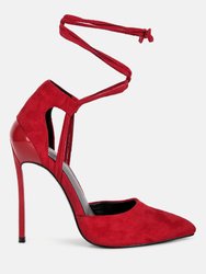 Rule Breaker Red Lace Up Stiletto Sandals