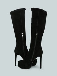 Saldana Convertible Suede Leather Black High Boots