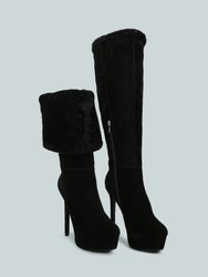 Saldana Convertible Suede Leather Black High Boots