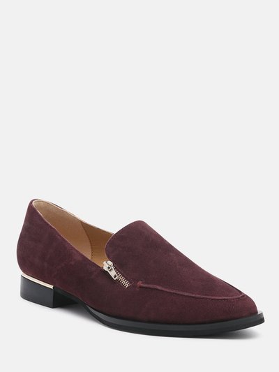 Rag & Co Sara Burgundy Suede Slip-on Loafers product