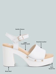 Sawor Recycled Leather High Block Sandals In White