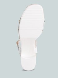 Sawor Recycled Leather High Block Sandals In White
