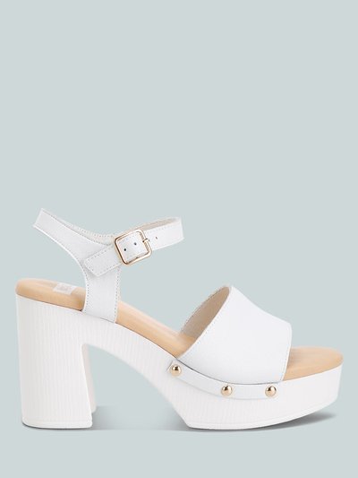 Rag & Co Sawor Recycled Leather High Block Sandals In White product