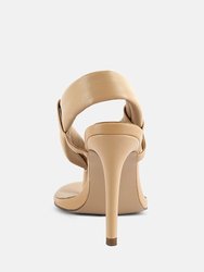 Singles Beige High Heeled Thong Sandals