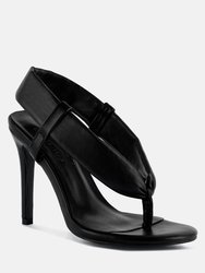 Singles Black High Heeled Thong Sandals - Black