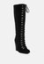 Sleet-Slay Antique Eyelets Lace Up Knee Boots In Black - Black