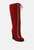 Sleet-Slay Antique Eyelets Lace Up Knee Boots In Red - Red