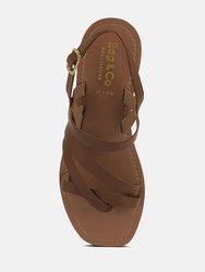 Sloana Tan Strappy Flat Sandals