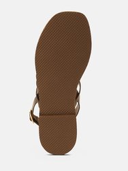 Sloana Tan Strappy Flat Sandals