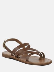 Sloana Tan Strappy Flat Sandals - Tan
