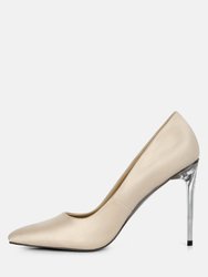 Stakes Nude Clear Heel Classic Pump Sandals