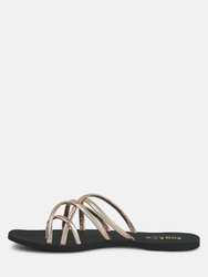 Sweetin Rose Gold Strappy Flat Slip On Sandals