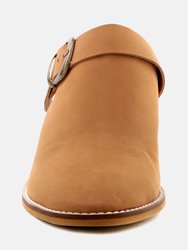 Tarrah Stacked Heel Mules With Adjustable Buckle
