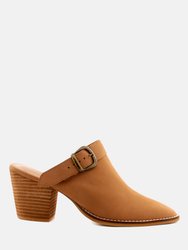 Tarrah Stacked Heel Mules With Adjustable Buckle