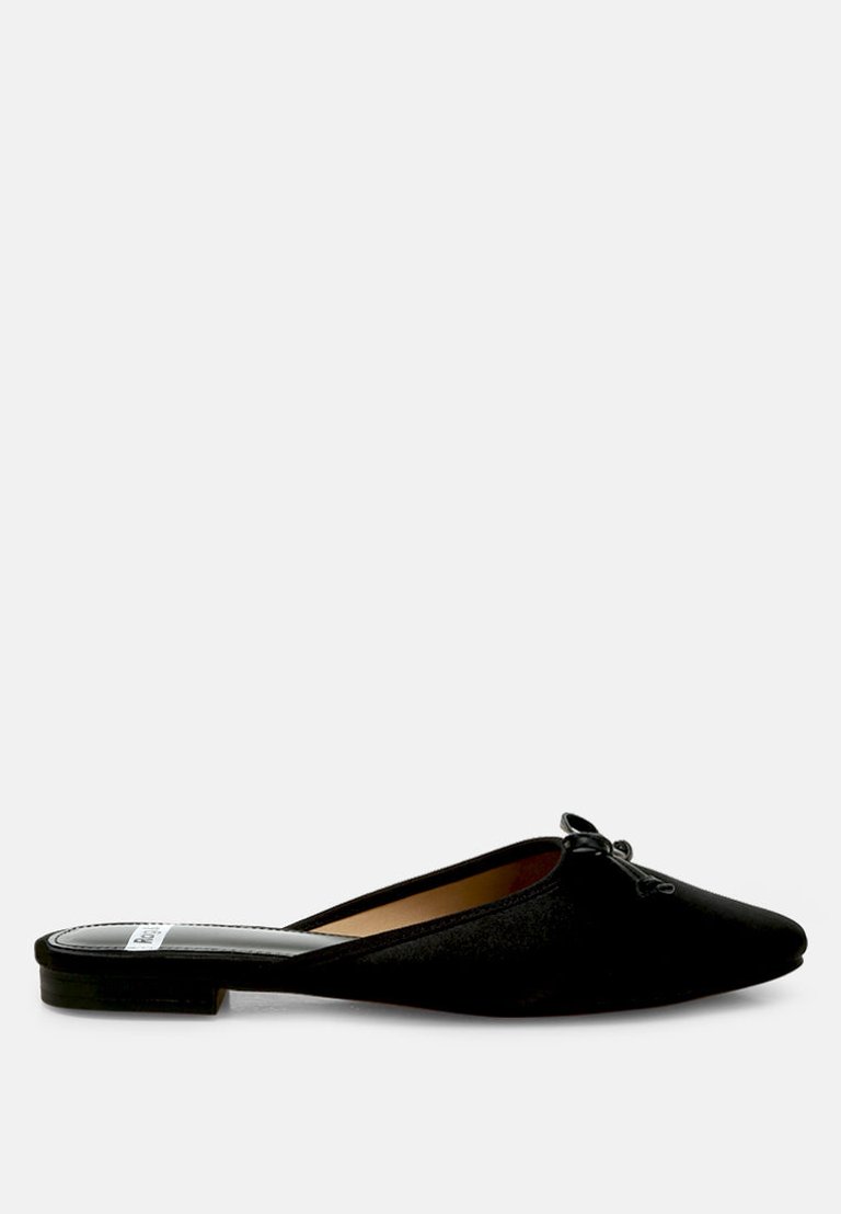 Taylena Satin Bow Detail Mules - Black