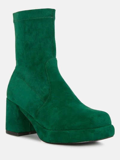 Rag & Co Two Cubes Dark Green Stretch Suede Ankle Boots product