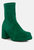 Two Cubes Dark Green Stretch Suede Ankle Boots - Dark Green
