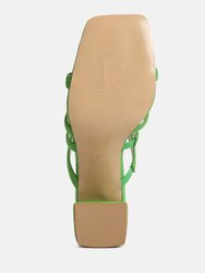 Valentina Strappy Casual Block Heel Sandals In Green