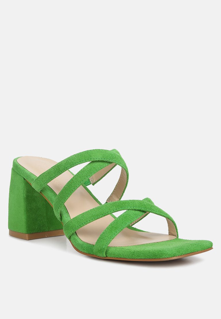Valentina Strappy Casual Block Heel Sandals In Green - Green