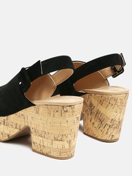 Vendela Leather Slingback Platform Sandal in Black