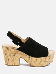 Vendela Leather Slingback Platform Sandal in Black