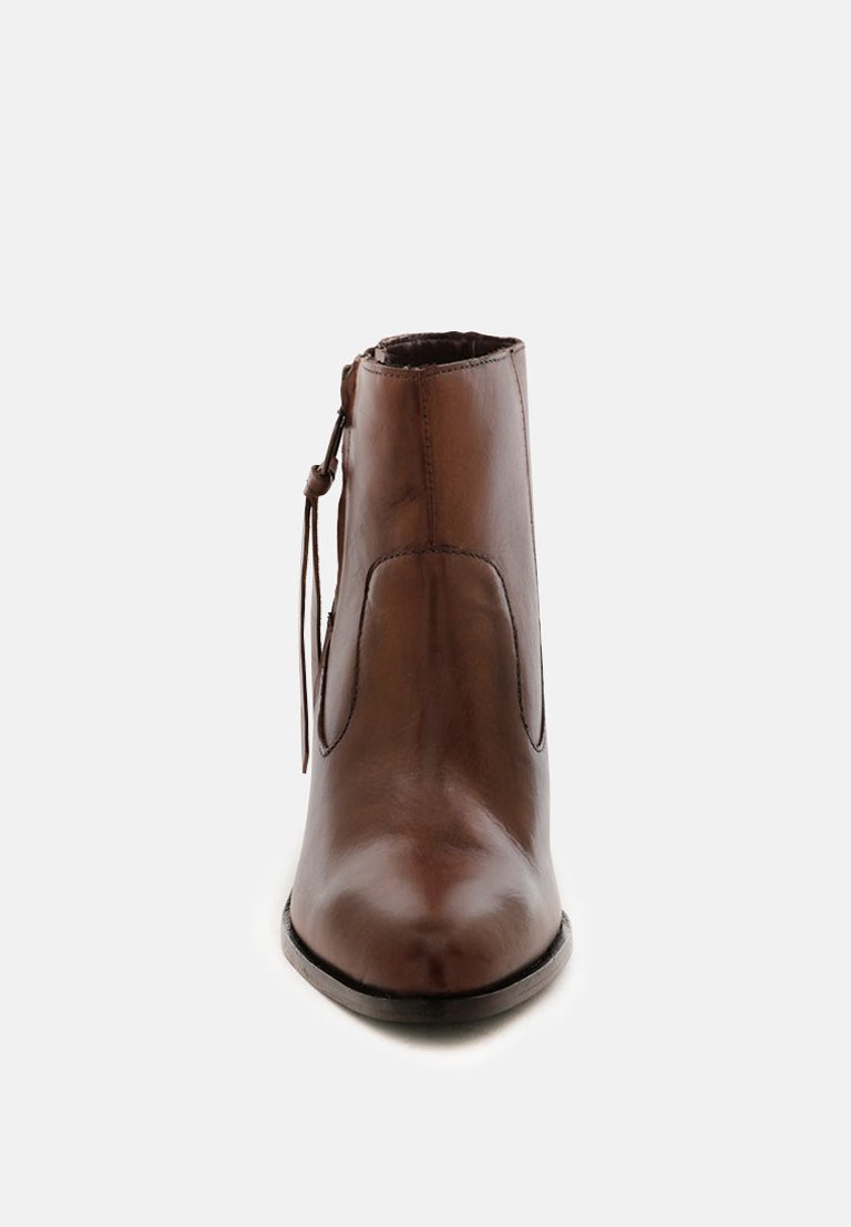 Viviana Brown Ankle Boots with Zipper