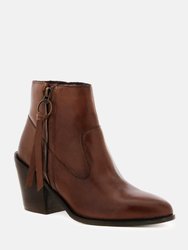 Viviana Brown Ankle Boots with Zipper - Brown