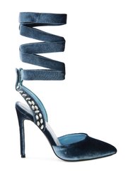 WALLIS Blue Diamante Embellished Tie Up Stiletto Sandals - Blue