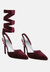 Wallis Burgundy Diamante Embellished Tie Up Stiletto Sandals - Burgundy