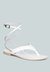 Wrapup Tie around White Flat Sandals - White