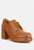 Zaila Leather Block Heel Oxfords In Tan