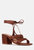 Zena Brown Croc Texture Leather Sandal - Brown
