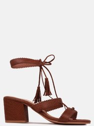 Zena Brown Croc Texture Leather Sandal